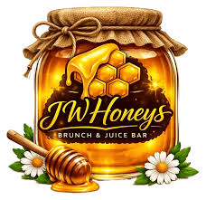 JW Honeys honey jar with wax seal and honey dipper