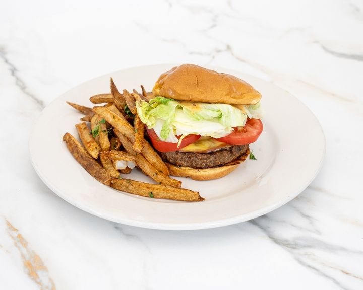 Cheeseburger with seasoned hand-cut fries